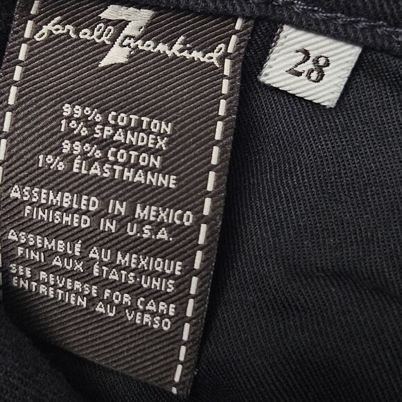 7 For All Mankind Jeans Black Distressed Bootcut Stretch Denim Grunge Style - Picture 7 of 15